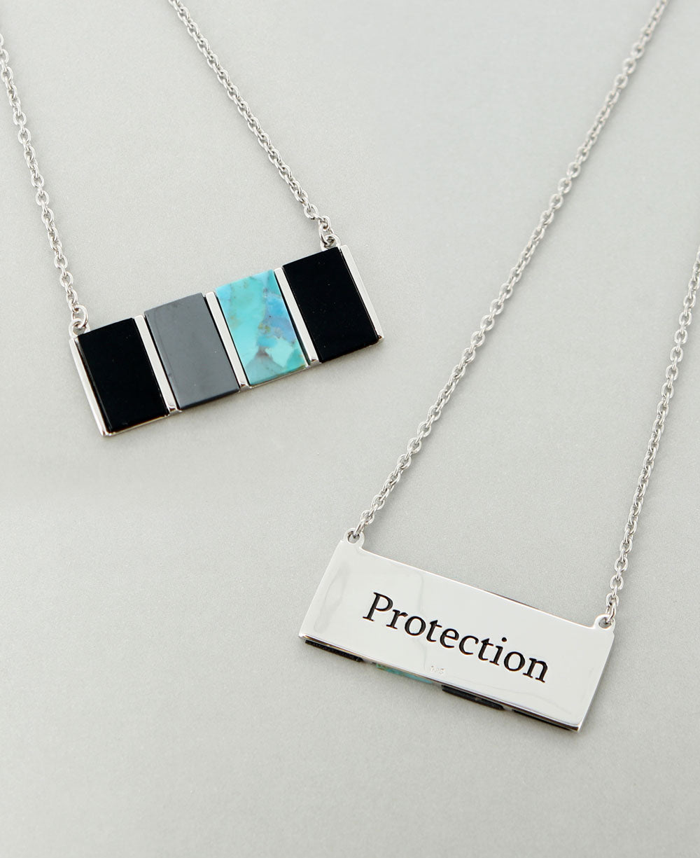 Hematite, Onyx, and Turquoise Protection Necklace、mySite、topwebapps