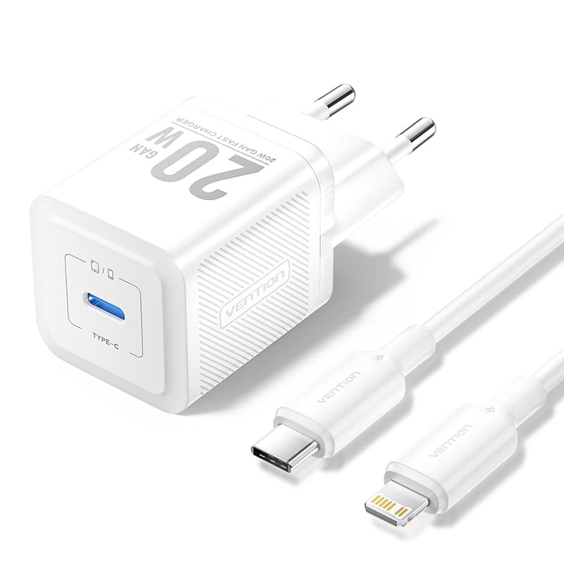 Vention 1-Port USB-C GaN Charger (20W) with USB-C to USB-C Cable、mySite、fannypackpong