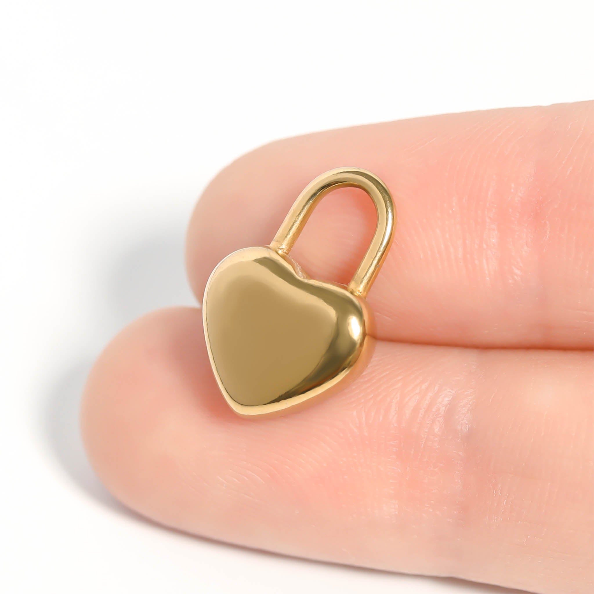 18K Gold PVD Stainless Steel Heart Padlock Charm / PDL0109、mySite、dreamappss