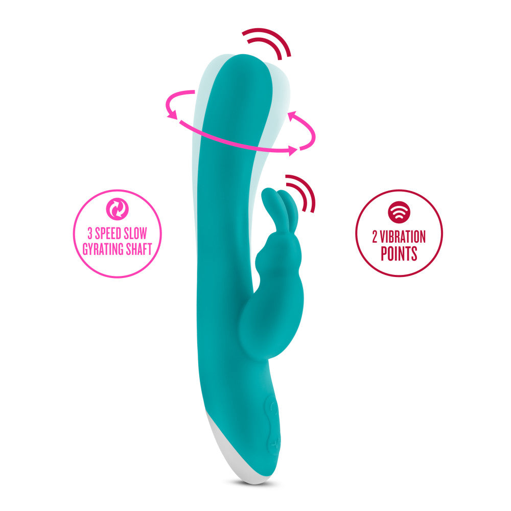 Hop By Blush® | Rave Rabbit Plus G-Spot + Clitorial Stimulating Aquamarine 8-Inch Ultrasilk Silicone Rechargeable Rabbit Vibrator、mySite、bottomscart