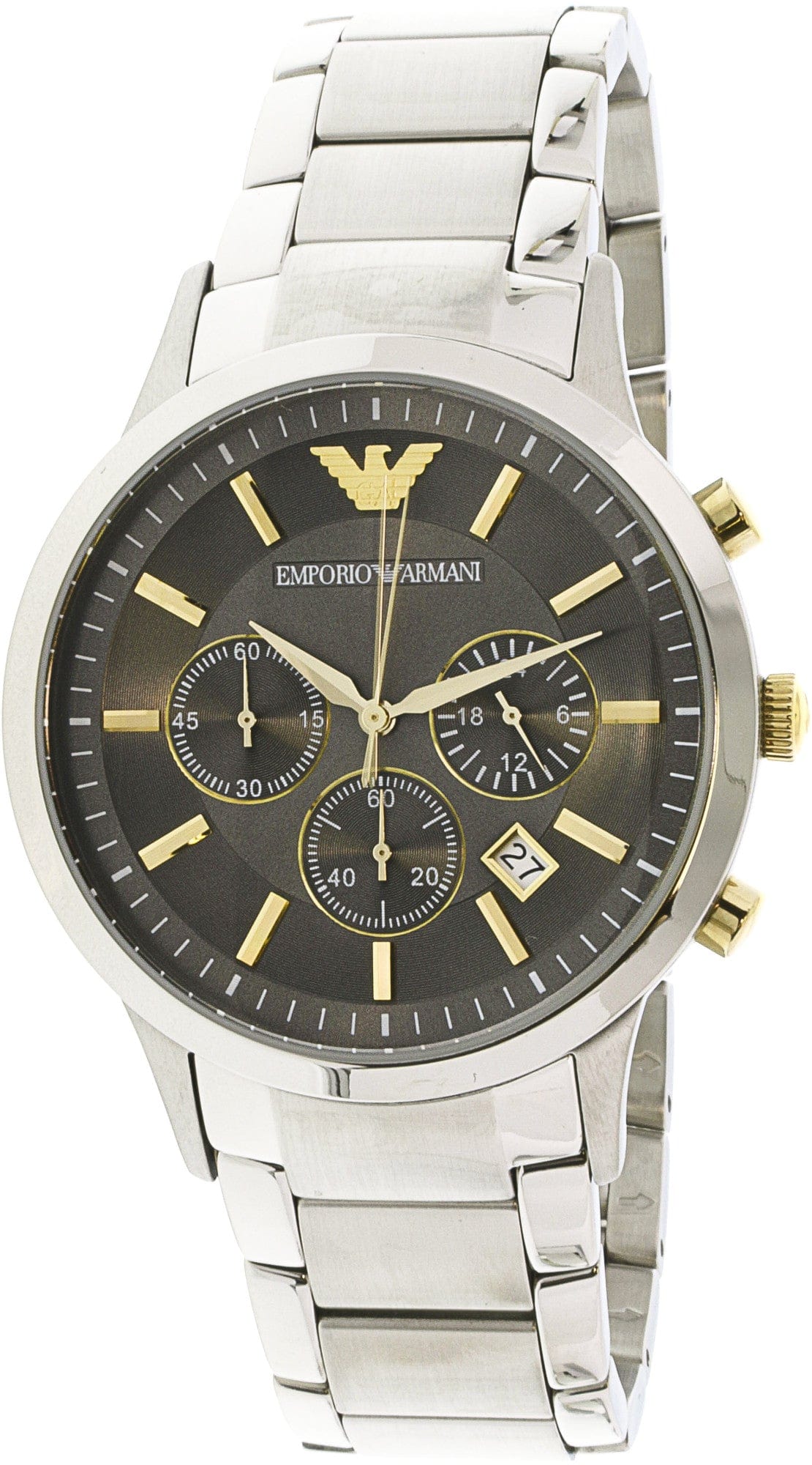Emporio Armani Men's Chronograph Silver Stainless-Steel Men's Chronograph Stainless Steel Bracelet Watch 43mm、mySite、g9winljtr