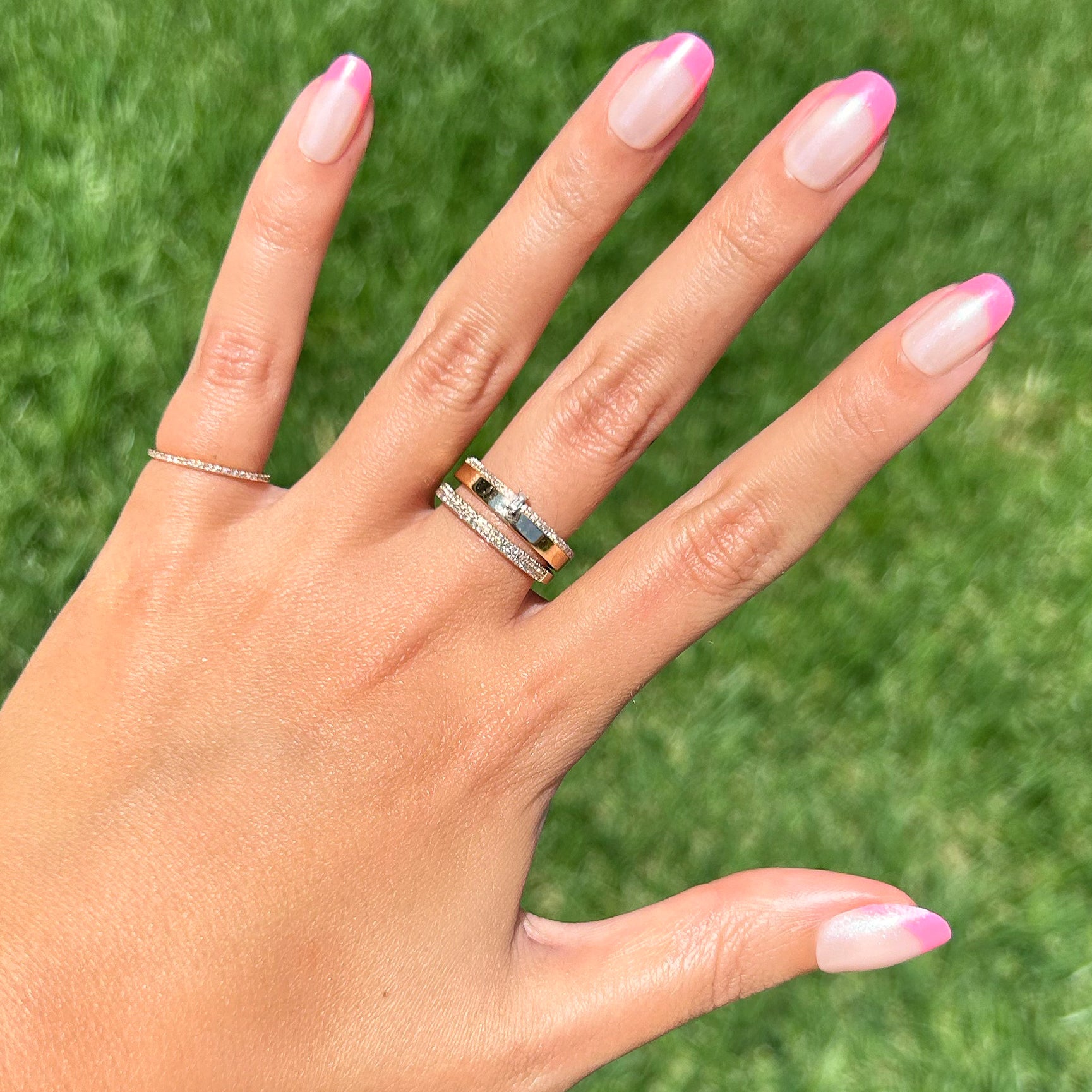 Pink Chrome French - Press-On | Short | Round、mySite、solidvoid