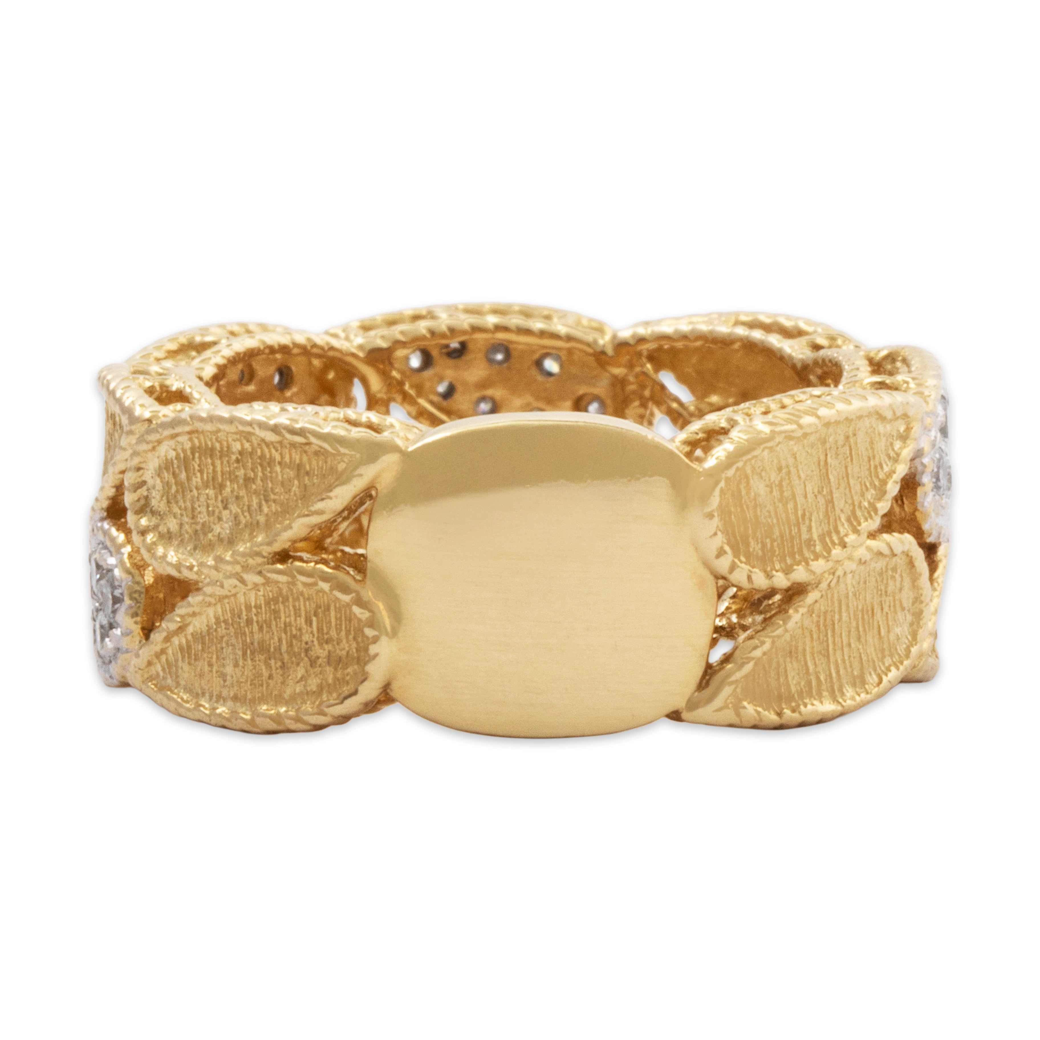 Vintage Heavy 14k Yellow Gold .43cttw Diamond Botanical Band Ring 7.00、mySite、hinf8tx79