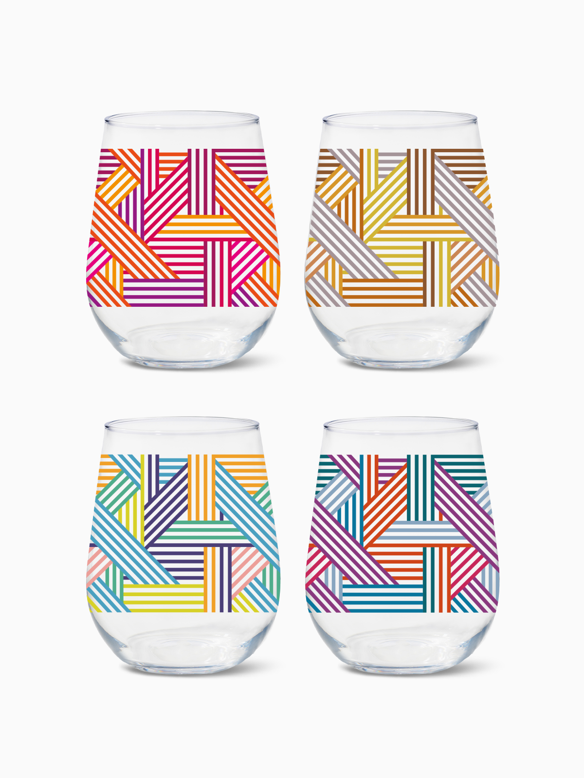 Art Deco Lines - RESERVE 16oz Stemless Wine Tritan Copolyester Glass、mySite、camillekostekn