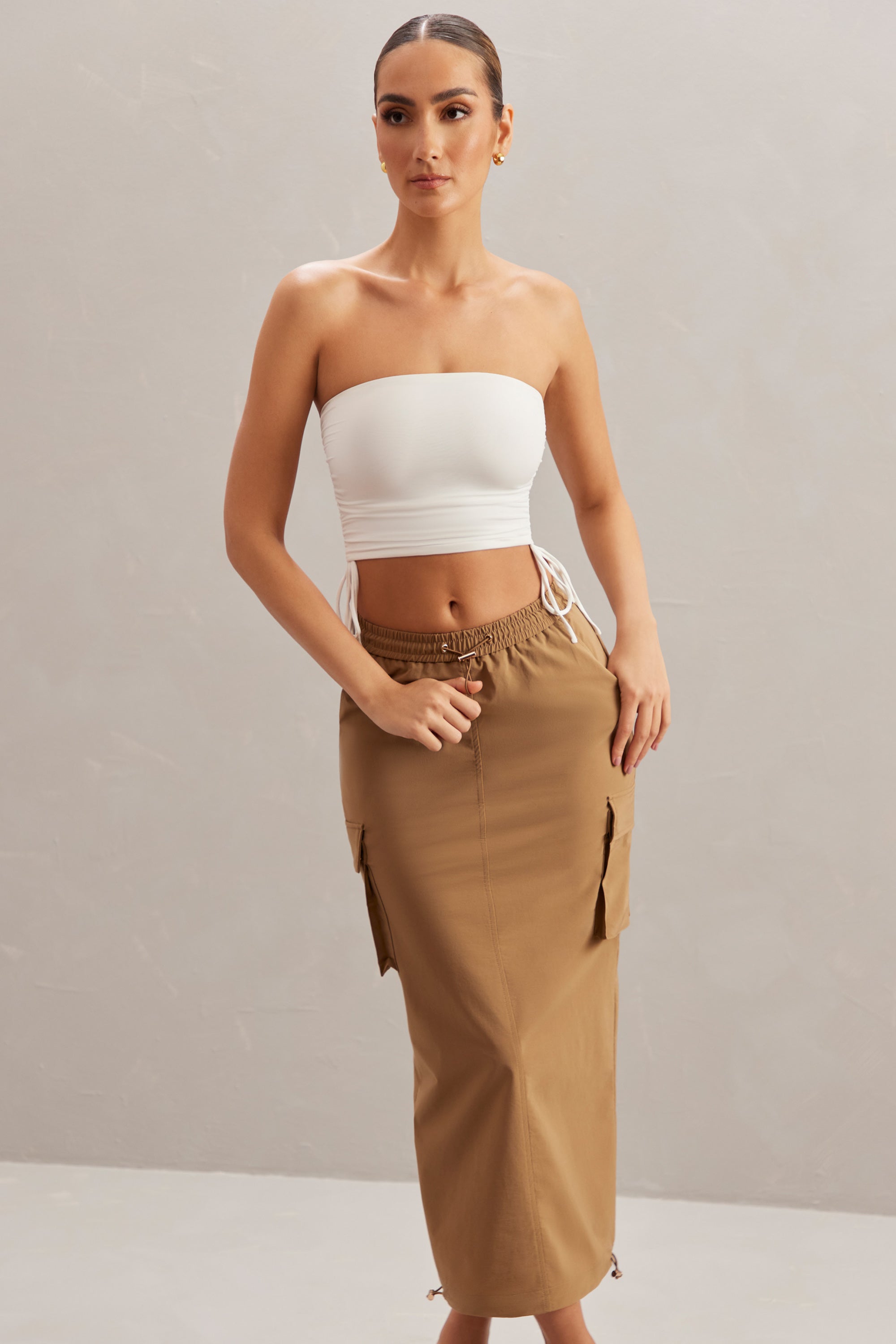 Cargo Maxi Skirt in Tan、mySite、solidvoid