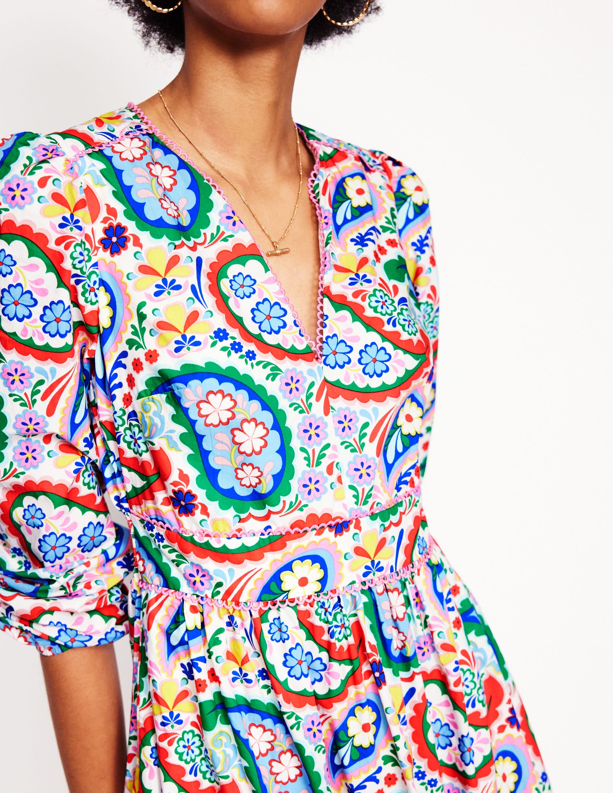  Violet Cotton Midi Dress-Multi, Meadow Paisley、mySite、ashleygrahame