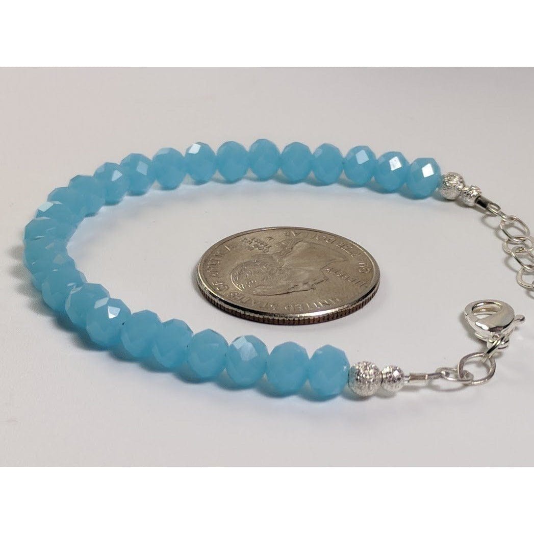 Caribbean Blue or Pink Chalcedony and Herkimer Diamond Bracelets-HANDMADE with love! 925 Silver Clasp、mySite、g9winljtr