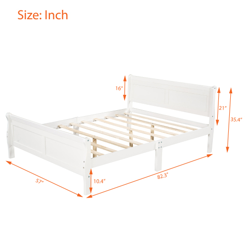 Wood Platform Bed Twin Bed Frame Mattress Foundation Sleigh Bed with Headboard/Footboard/Wood Slat Support、、casual