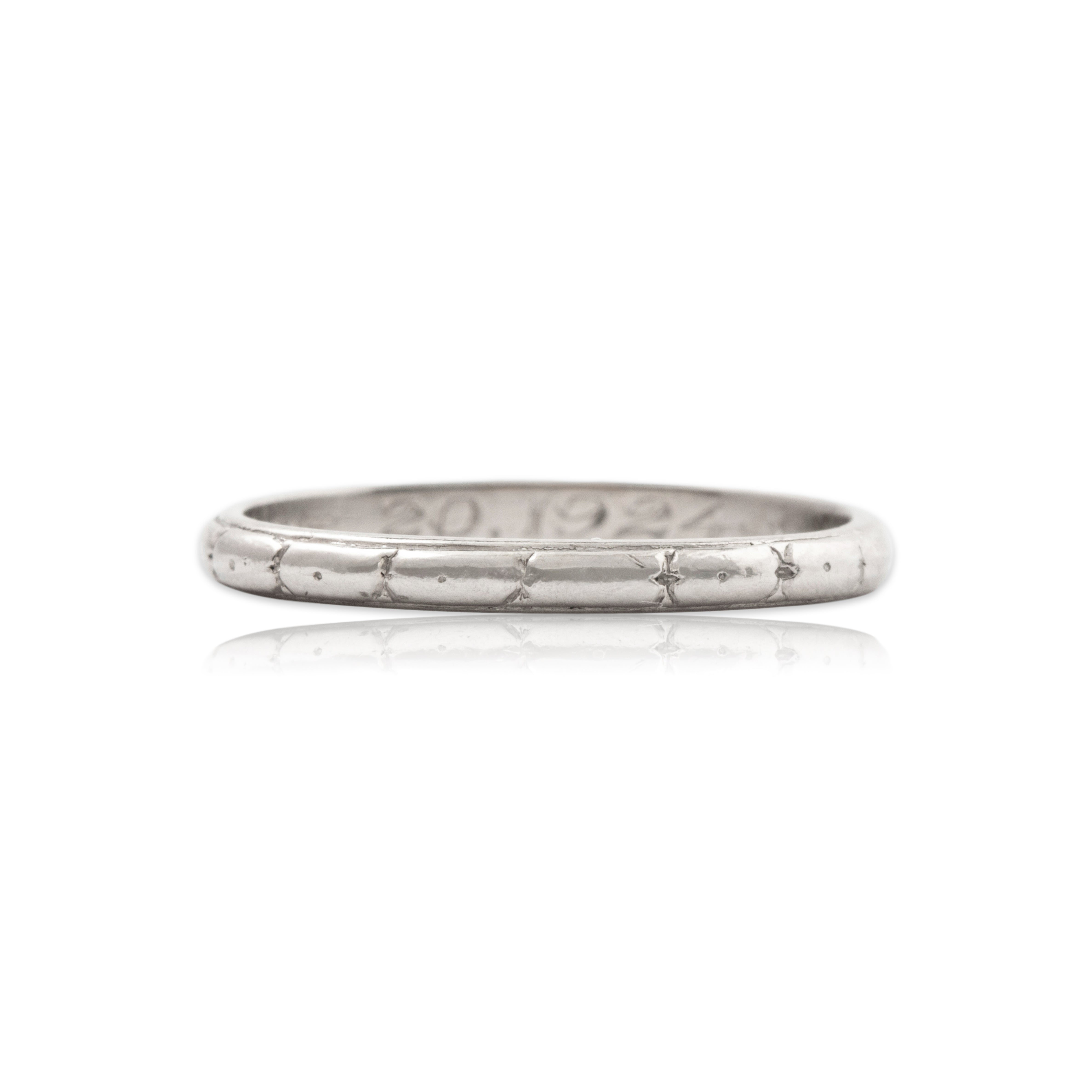 Antique Art Deco Platinum Engraved Detail Band Ring 6.00、mySite、hinf8tx79