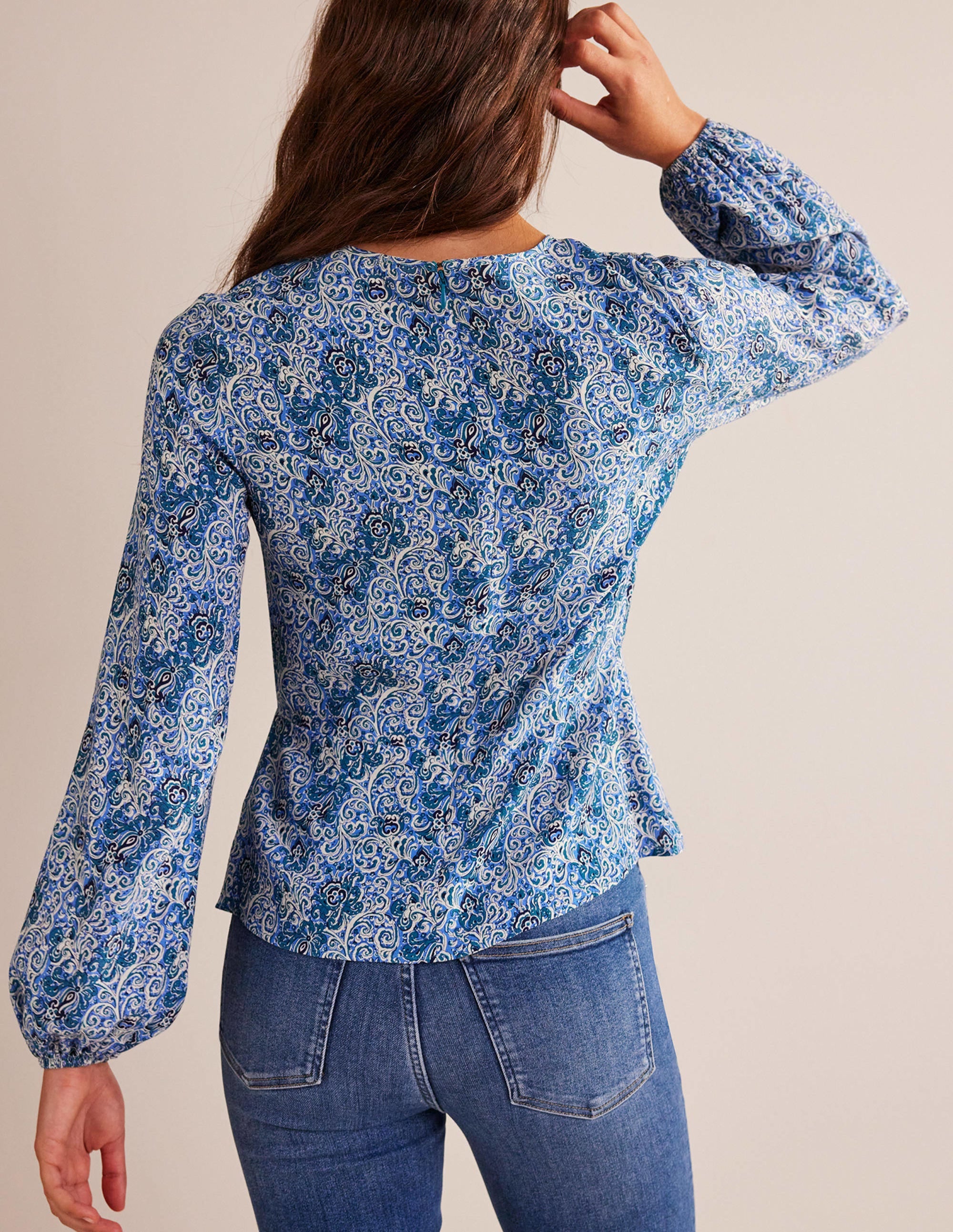  Empire-Waist Long-Sleeve Top-Teal, Botanic Terrace、mySite、ashleygrahame