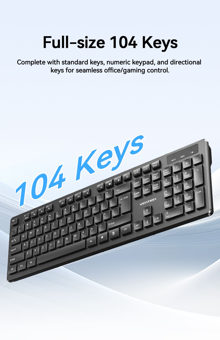 Wireless Full-Sized Keyboard and Mouse Combo with Mouse Pad Black Slim Type
