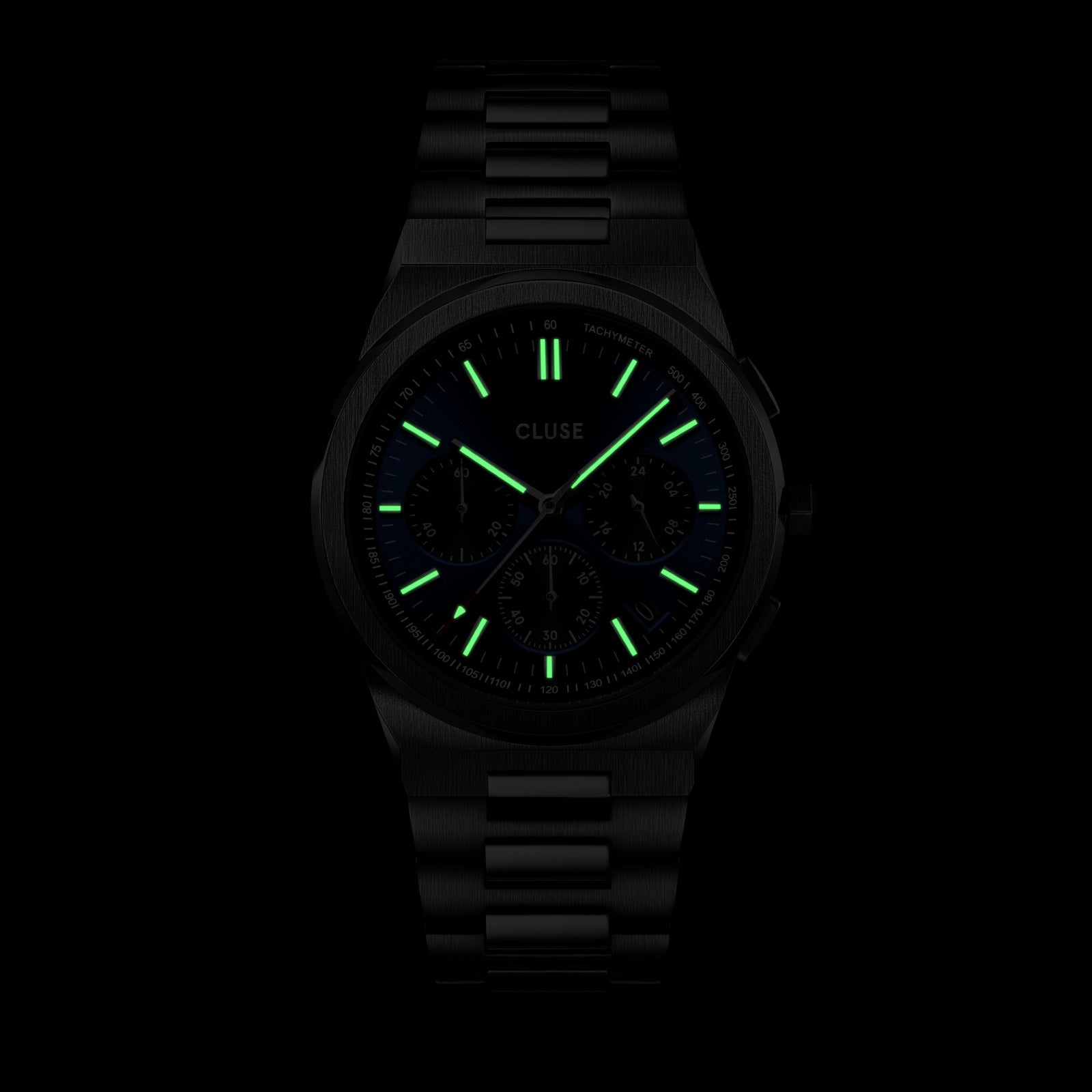  Vigoureux Chrono Watch Steel, Dark Blue, Silver Colour