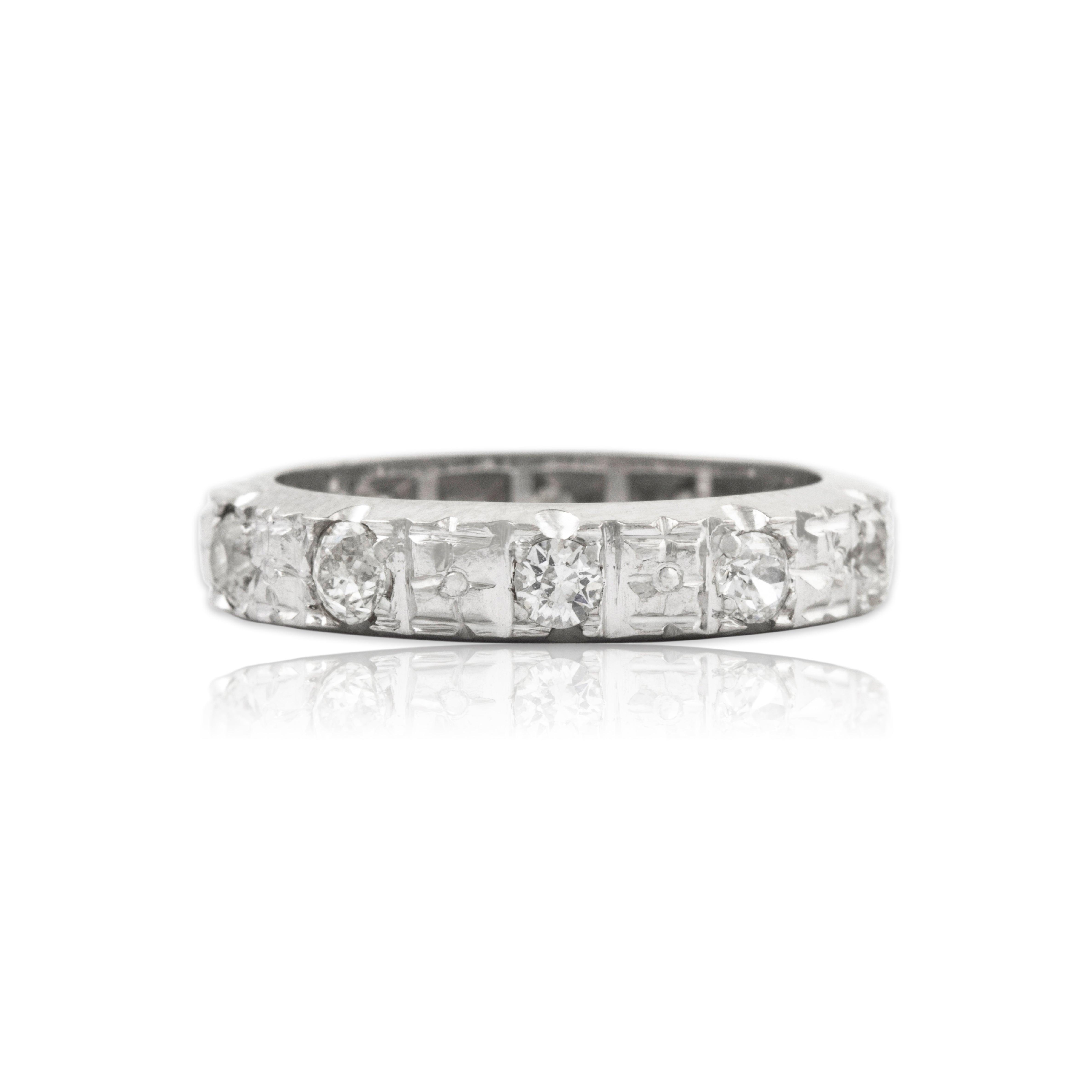 Antique Rare 14k White Gold 1.16cttw Old Mine Diamond Blossom Band Ring 6.25、mySite、hinf8tx79