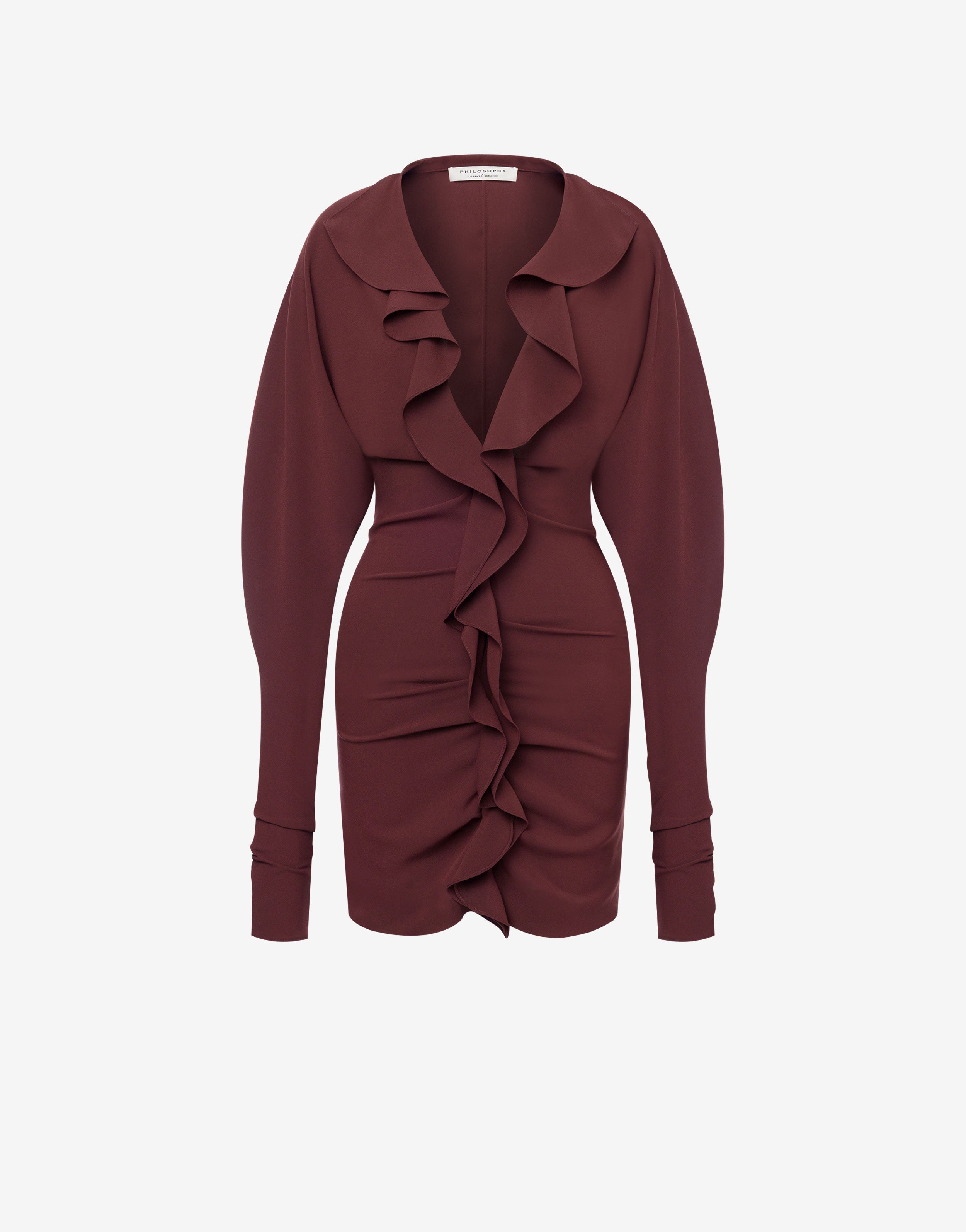 Minidress in light crêpe con ruches、mySite、aoinhome