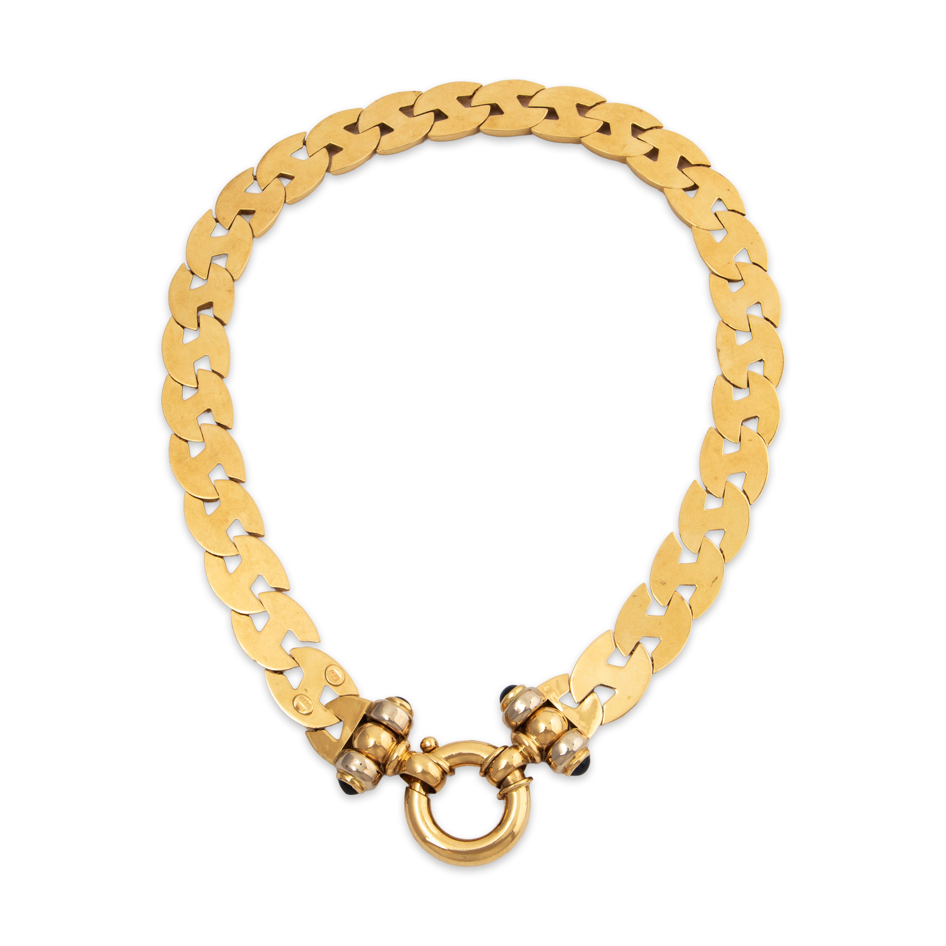 Bold Vintage Italian 14k Yellow Gold Sapphire Statement Collar Necklace 14、mySite、hinf8tx79