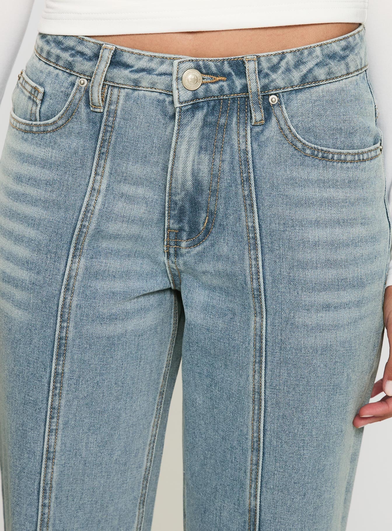 White Mustang Side Split Jean Light Blue、mySite、solidvoid