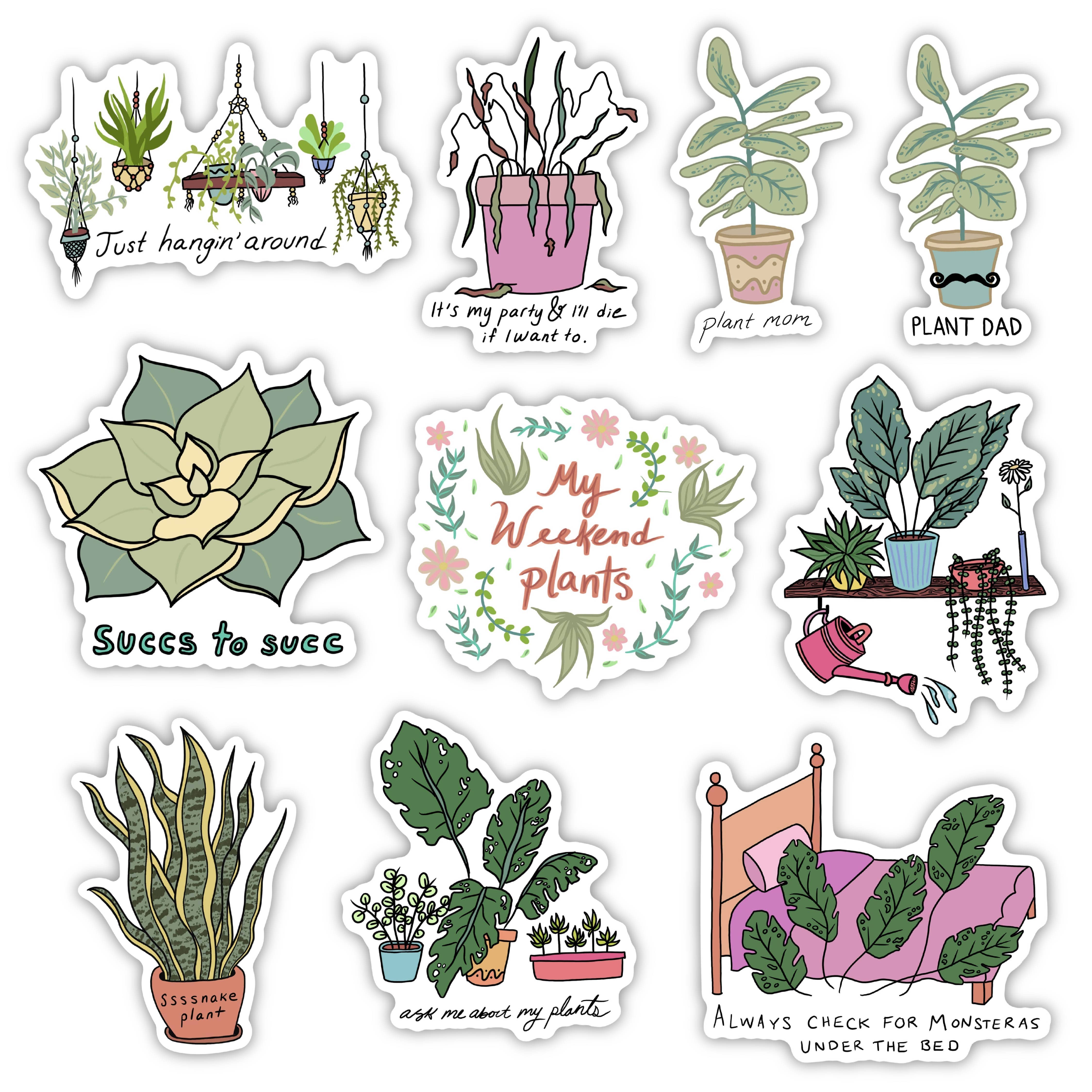  Weekend Plant Sticker 10 Pack、mySite、elrpsem3k