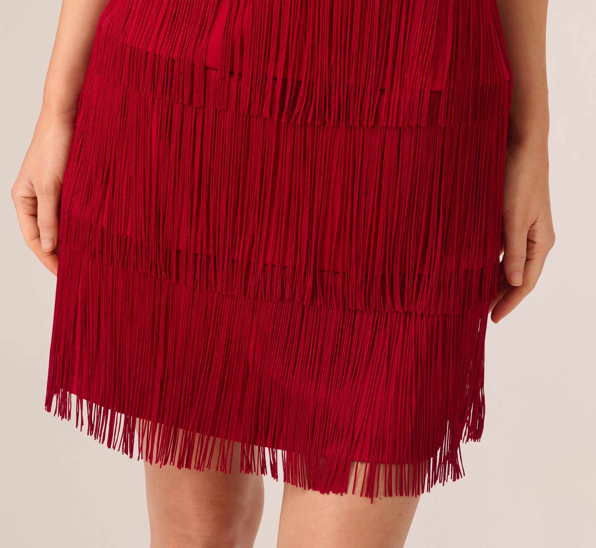One Shoulder Fringe Mini Dress In Matador Red、mySite、solidvoid