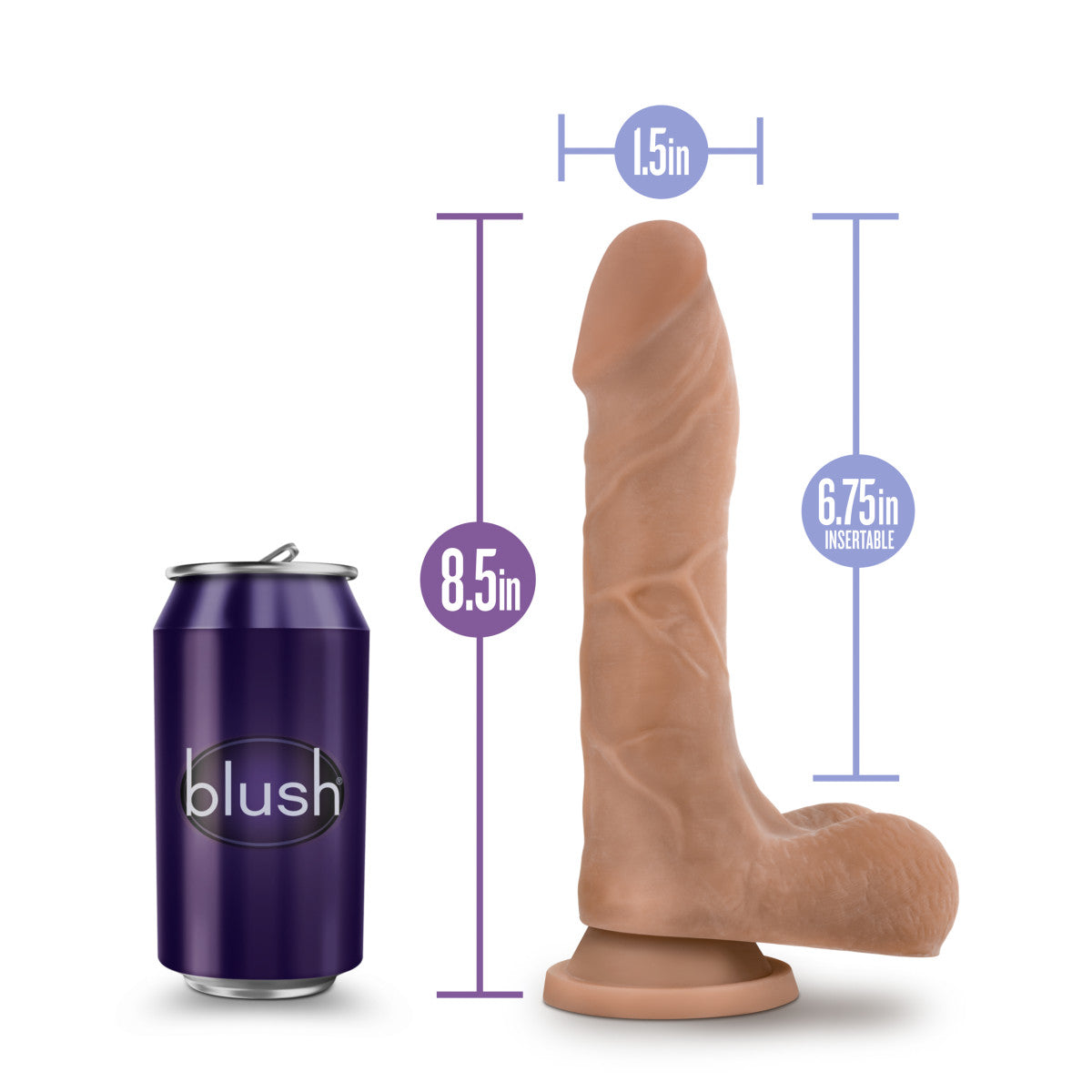 Au Naturel By Blush® | Mister Perfect Realistic Mocha 8.5-Inch Long Dildo With Balls & Suction Cup Base、mySite、bottomscart