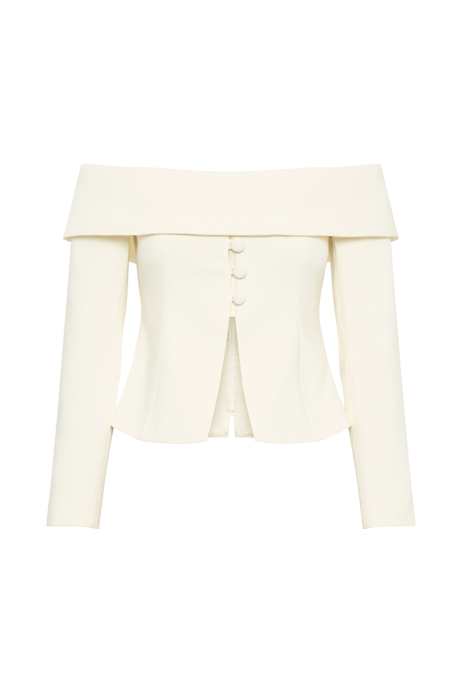 Celene Off Shoulder Jacket - Ivory、mySite、solidvoid