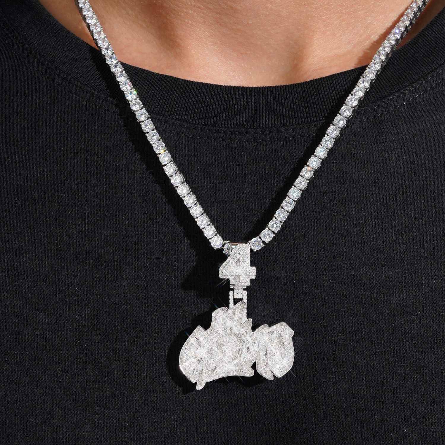 LIL GIZMO 4 Custom Name Moissanite Pendant 14K Gold、mySite、hinf8tx79