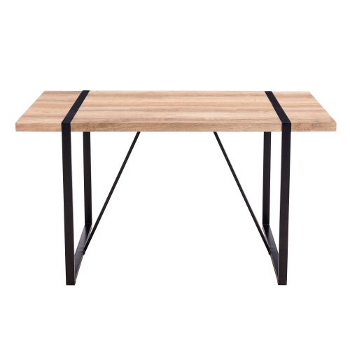 Rustic Industrial Rectangular Wood Dining Table For 4-6 Person, With 1.5" Thick Engineered Wood color Tabletop and Black Metal Legs,Desk For Kitchen Dining Living Room, 55.1" x 31.4"x 29.9"1529W115172、、casual