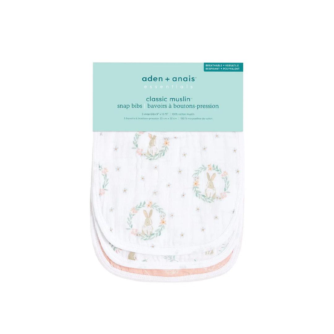  aden + anais Essentials Cotton Muslin Baby Snap Bibs - 3 Pack - Blushing Bunnies、mySite、merchandisen