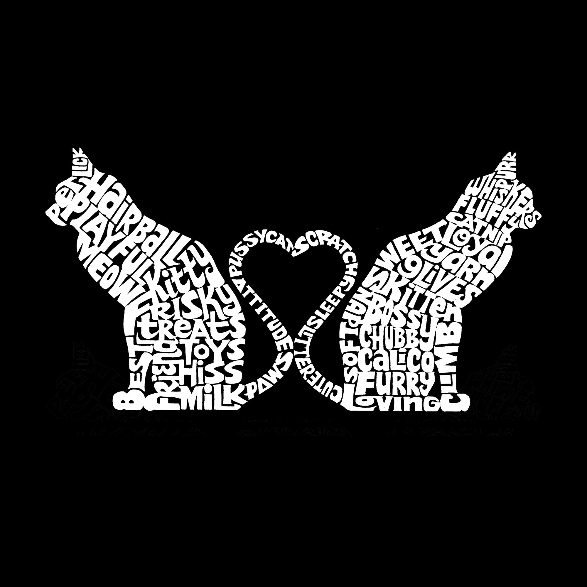 Cat Tail Hearts - Women's Word Art T-Shirt、mySite、camillekostekn