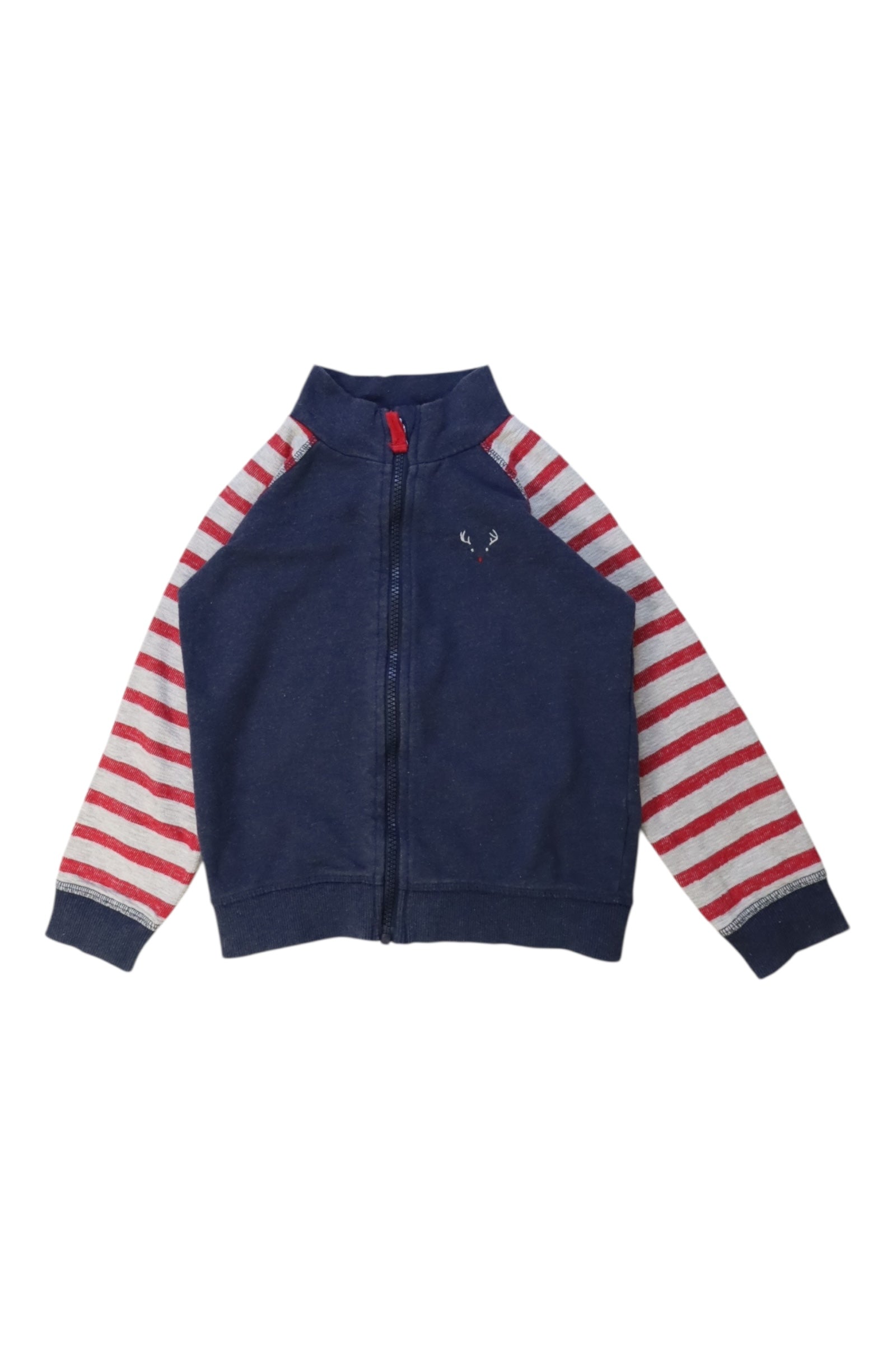 The Little White Company Zippered Sweatshirt With Striped Sleeves 4-5T、mySite、g9winljtr