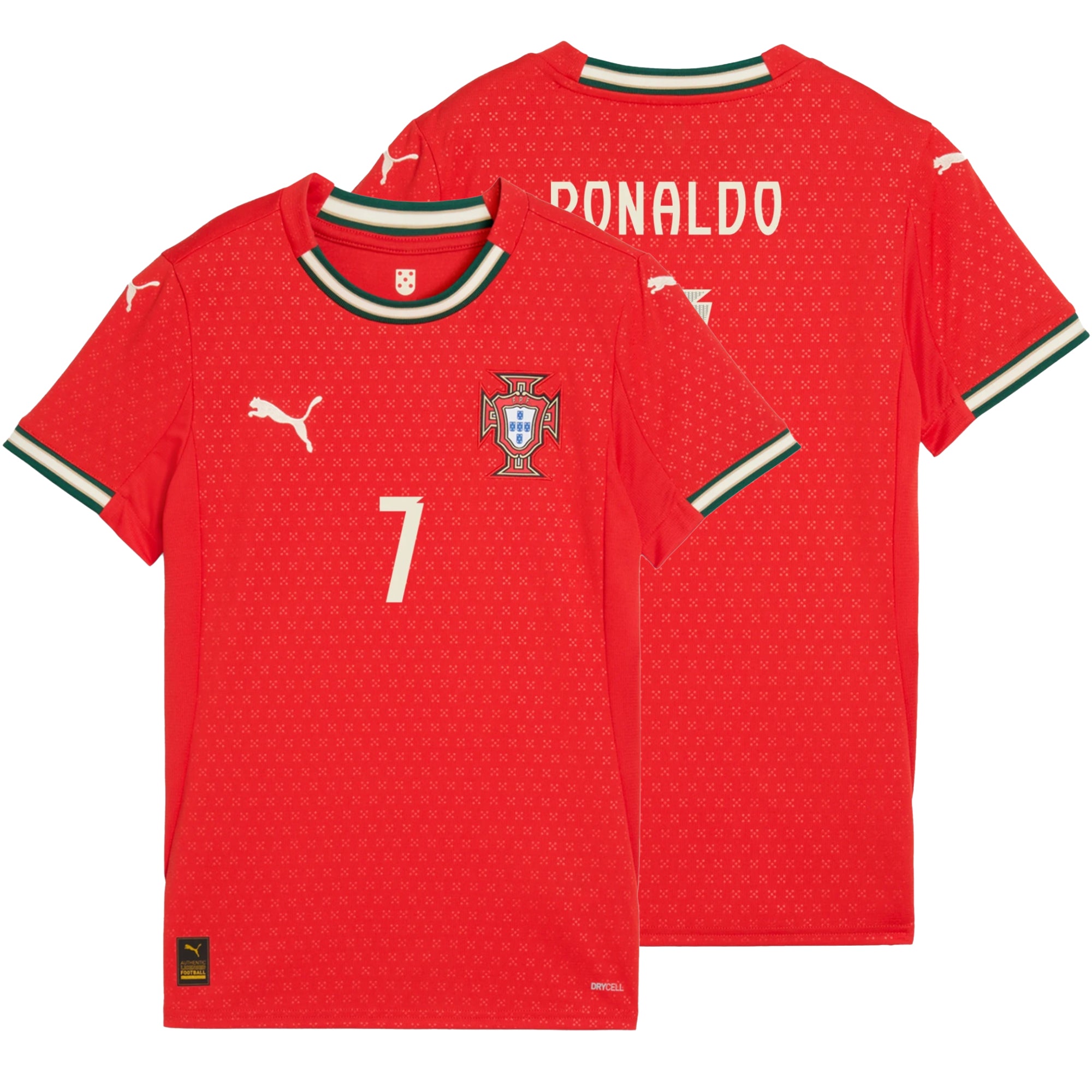 PUMA Women's Portugal 2025/26 Home Jersey w/ Ronaldo #7 Printing、mySite、noshort