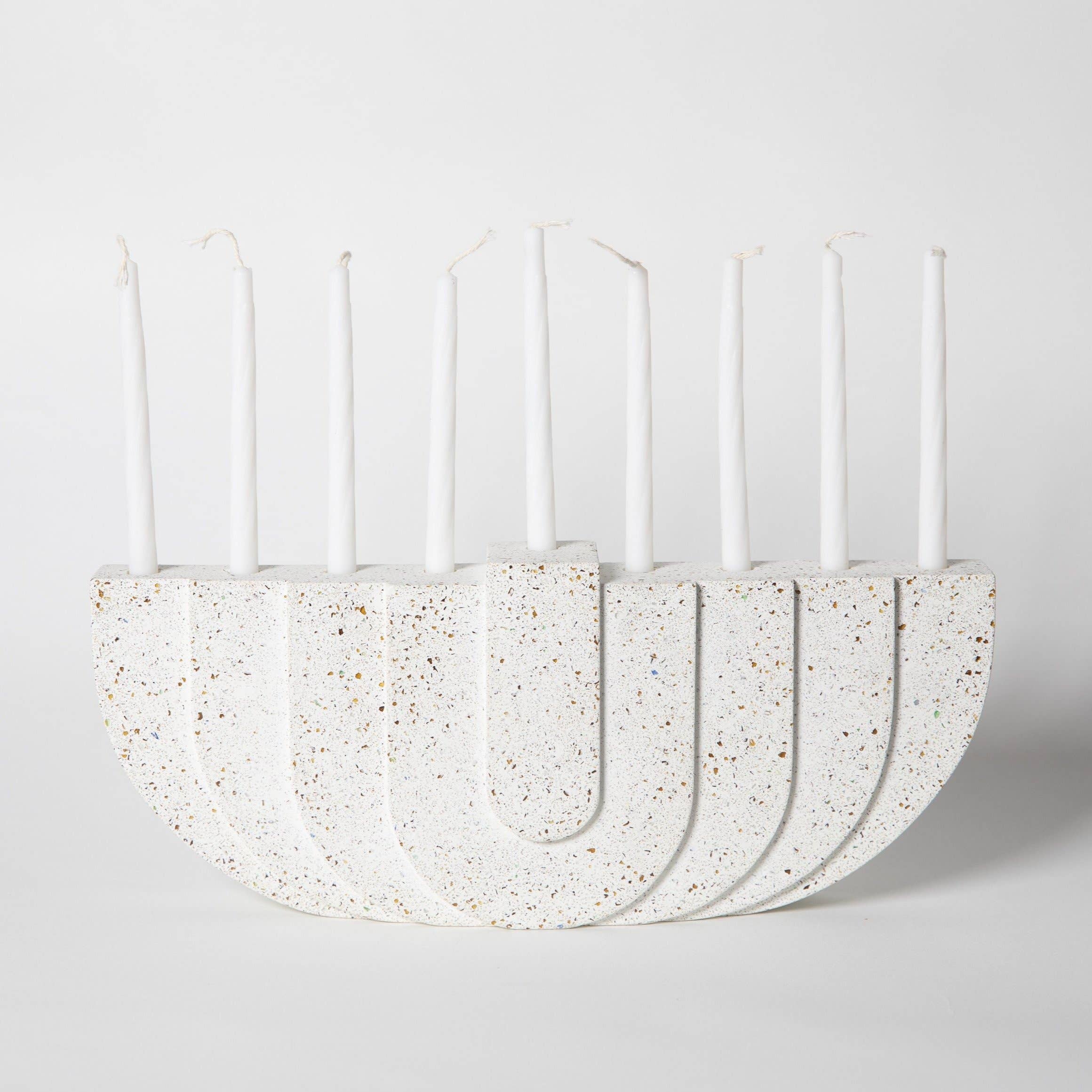 Terrazzo Concrete Menorah - White、mySite、topwebapps