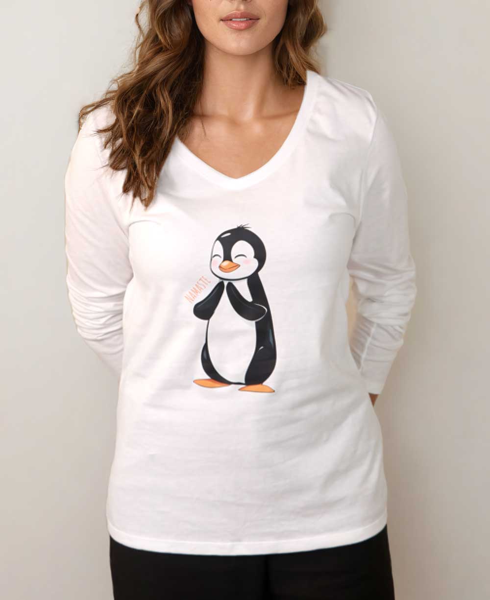 Namaste Penguin T-Shirt in White、mySite、topwebapps