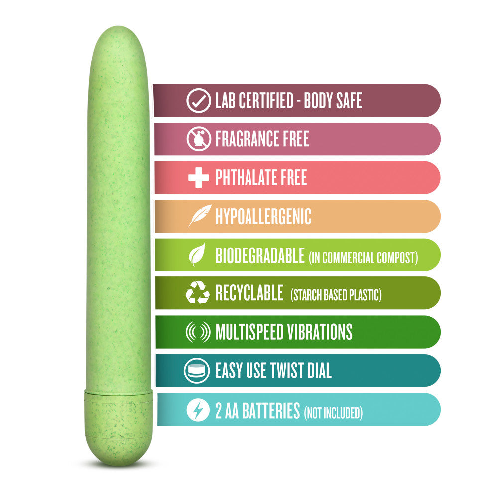 Gaia® By Blush | Eco: Plant-Based 7 Slim Multispeed Vibrator in Green - Made from Sustainable BioFeel™、mySite、bottomscart