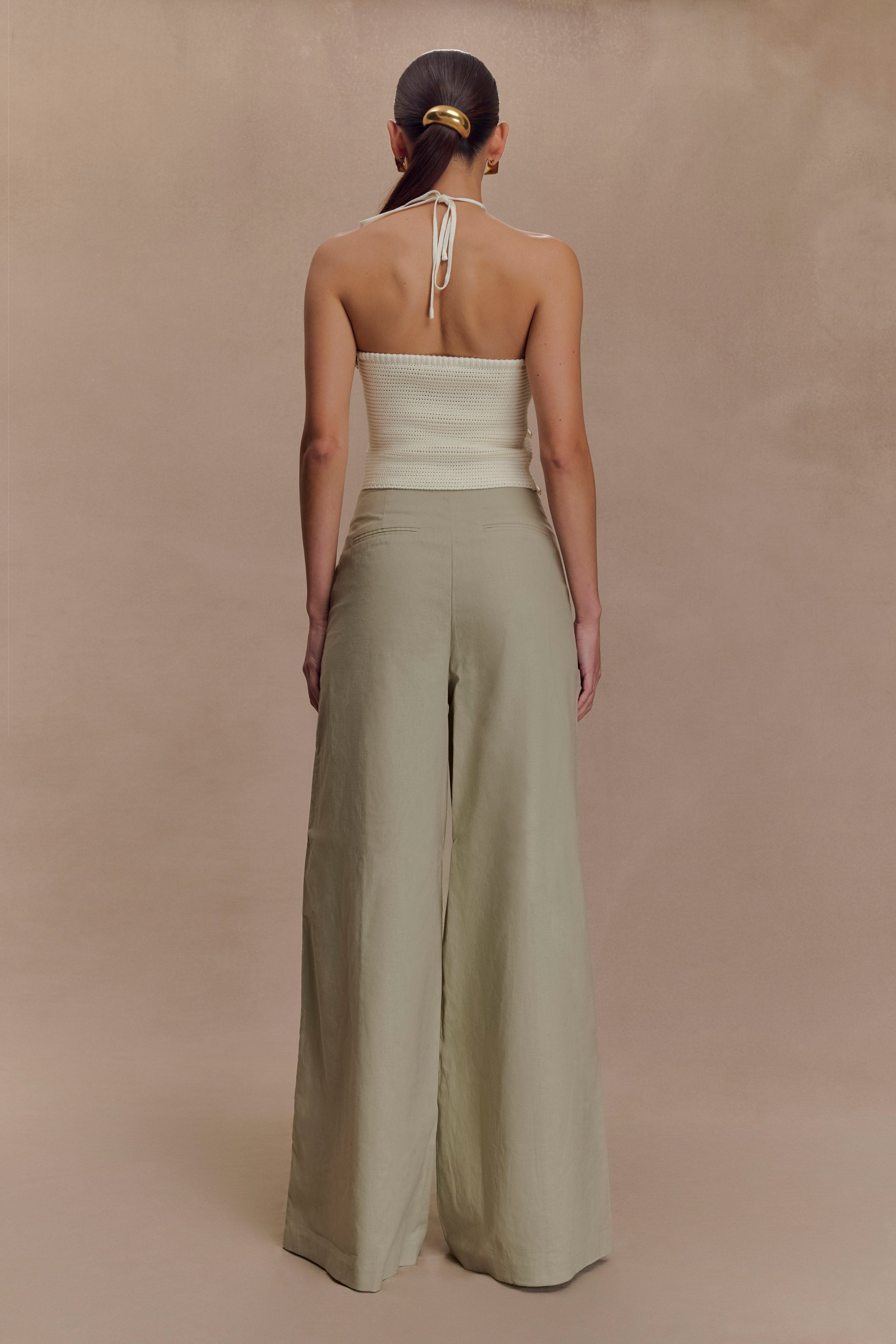 Brandi Linen Straight Leg Pant - Basil、mySite、solidvoid
