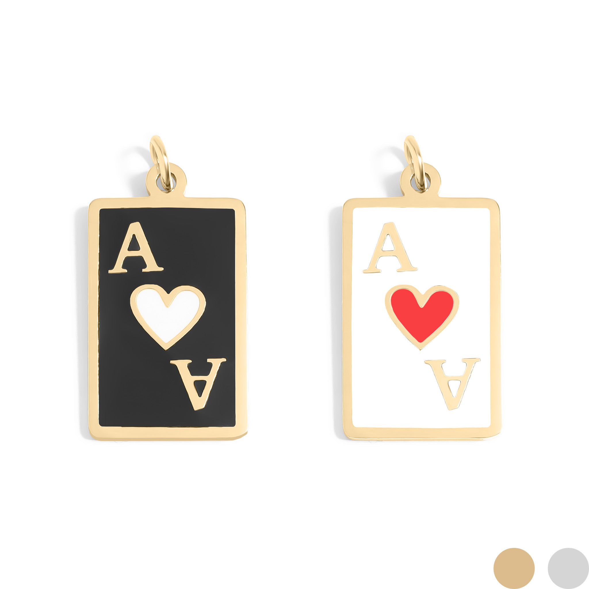 18K Gold PVD Stainless Steel Ace of Hearts Playing Card Pendant / PDL0258、mySite、dreamappss