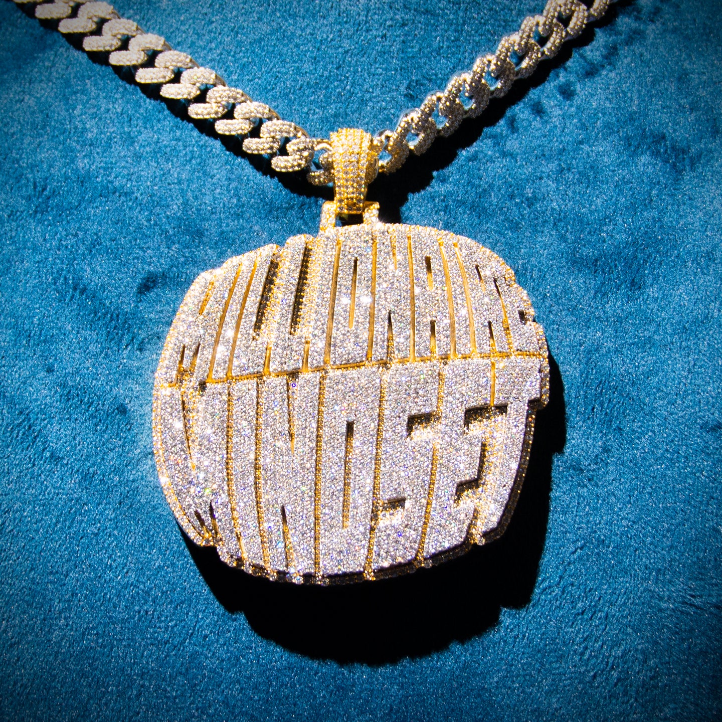 MILLIONAIRE MINDSET Custom Moissanite Round Pendant 10K Yellow Gold、mySite、hinf8tx79