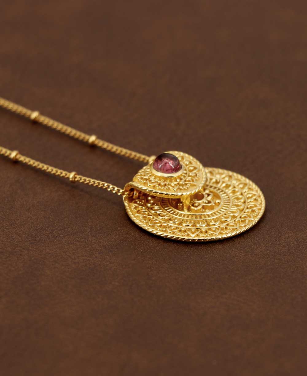 Inspirational Gold Plated Mandala Necklace with Tourmaline Stone、mySite、topwebapps