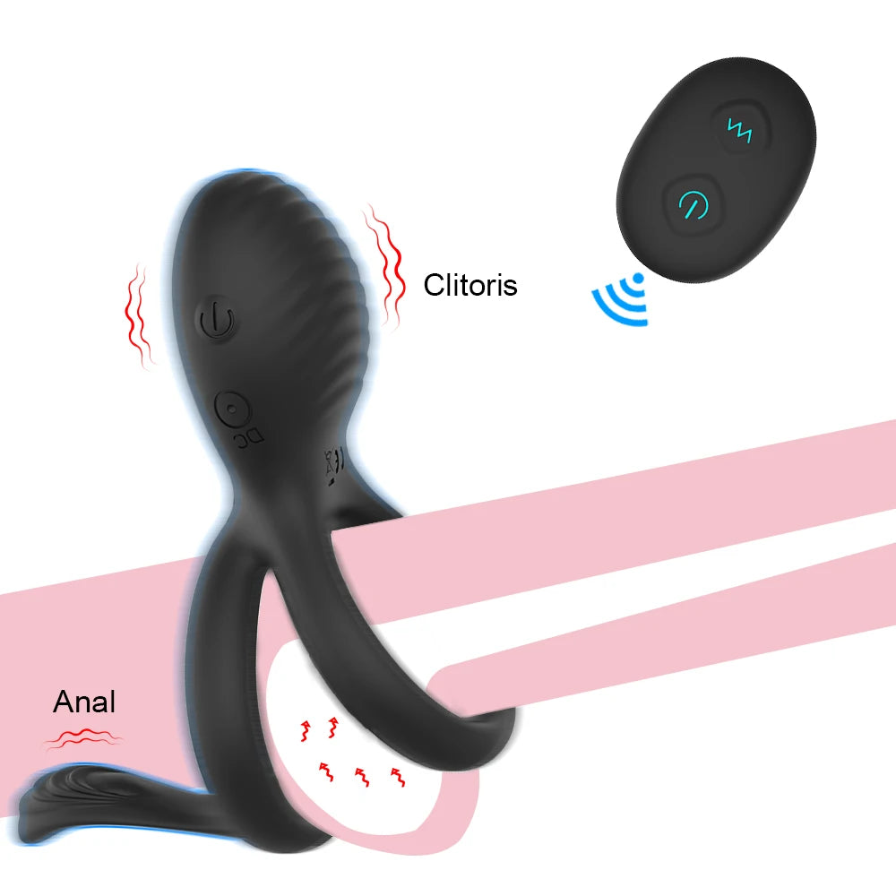 Eros Vibrating Dual Penis Ring | Wireless Remote Control | 7 Strong Vibration Modes | Clitoral Stimulator | Couple、mySite、bottomscart