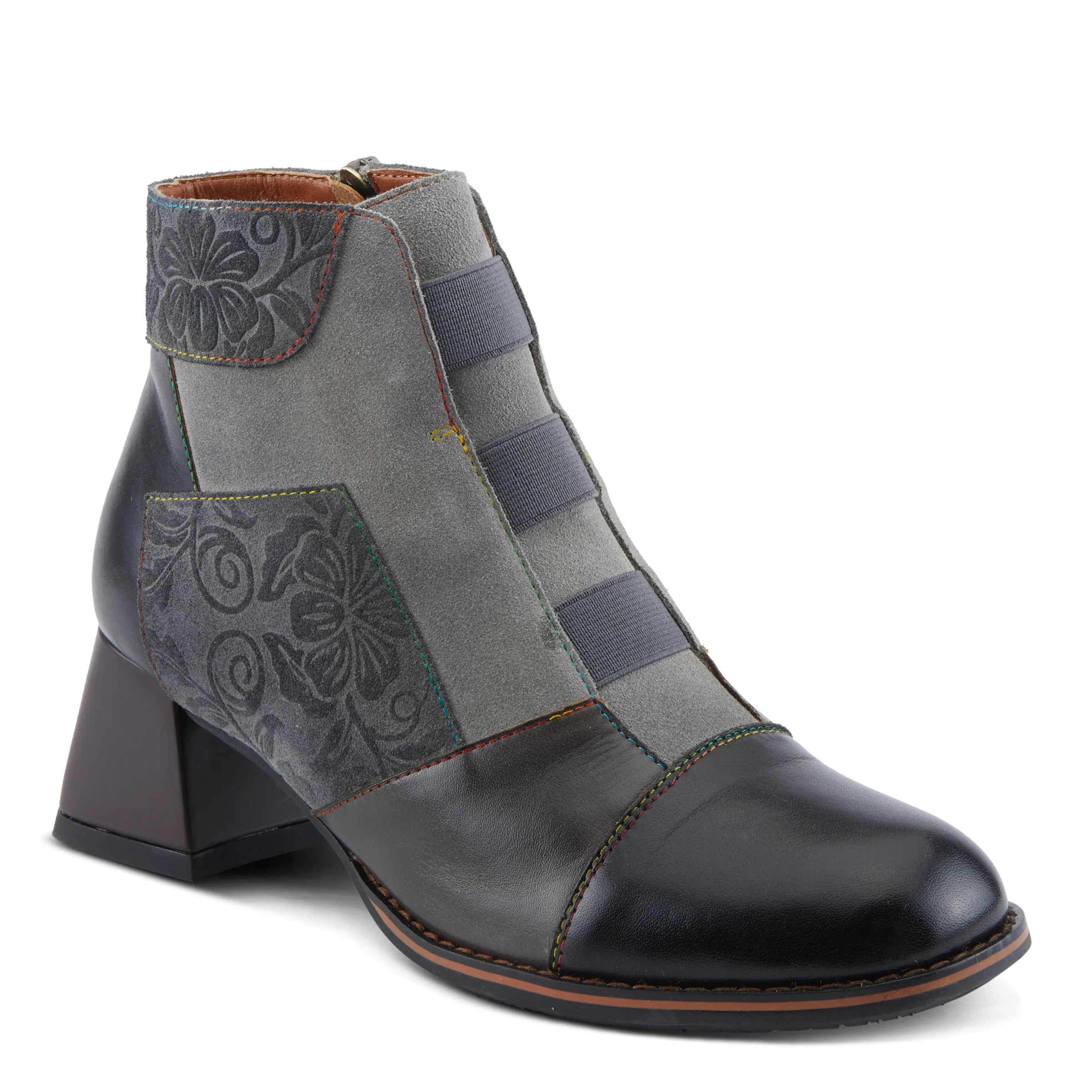  L'Artiste by Spring Step Women's Copine Chunky Heel Bootie - Black Multi、mySite、preschool7hills