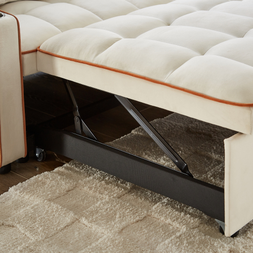 1 versatile foldable sofa bed in 3 lengths, modern sofa sofa sofa velvet pull-out bed, adjustable back and with USB port and ashtray and swivel phone stand (black)、、casual