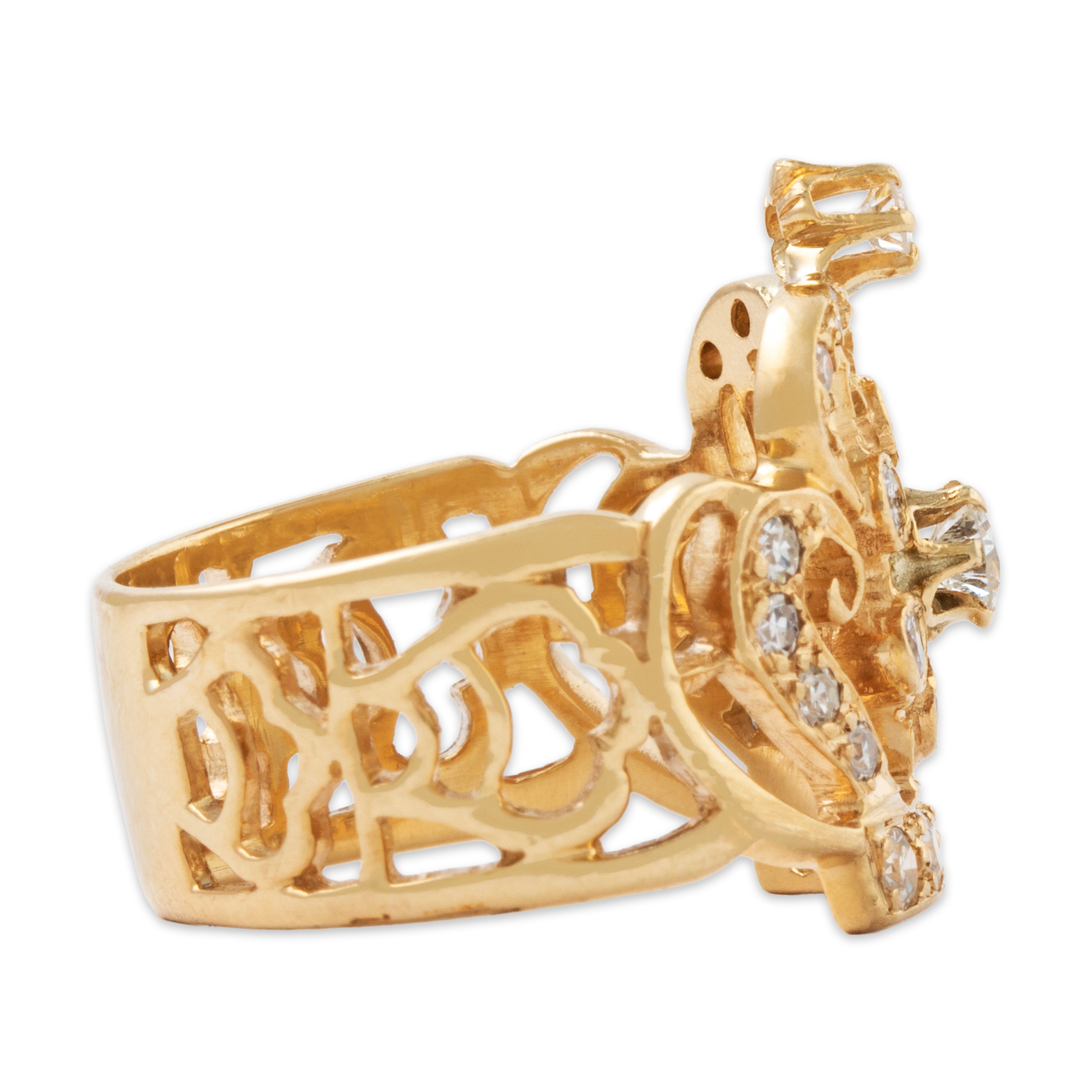 Vintage Large 10k Yellow Gold .864cttw Diamond Crown Ring 7.25、mySite、hinf8tx79