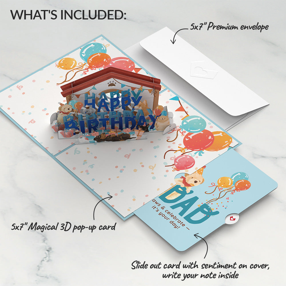 Happy Birthday Dogs Pop-Up Card and Sentiment Set for Dad、mySite、solidvoid