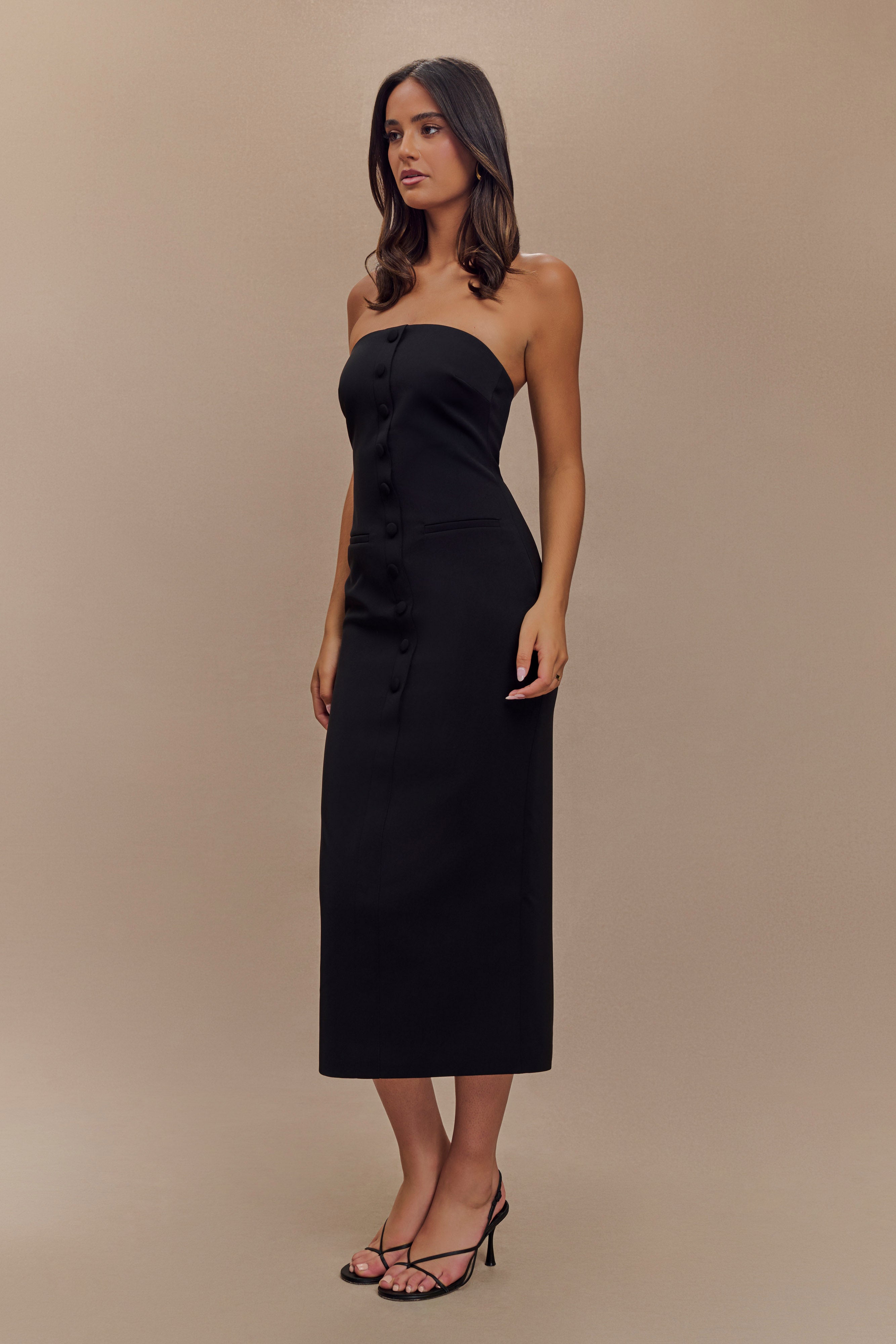 Sussan Strapless Midi Dress - Black、mySite、solidvoid