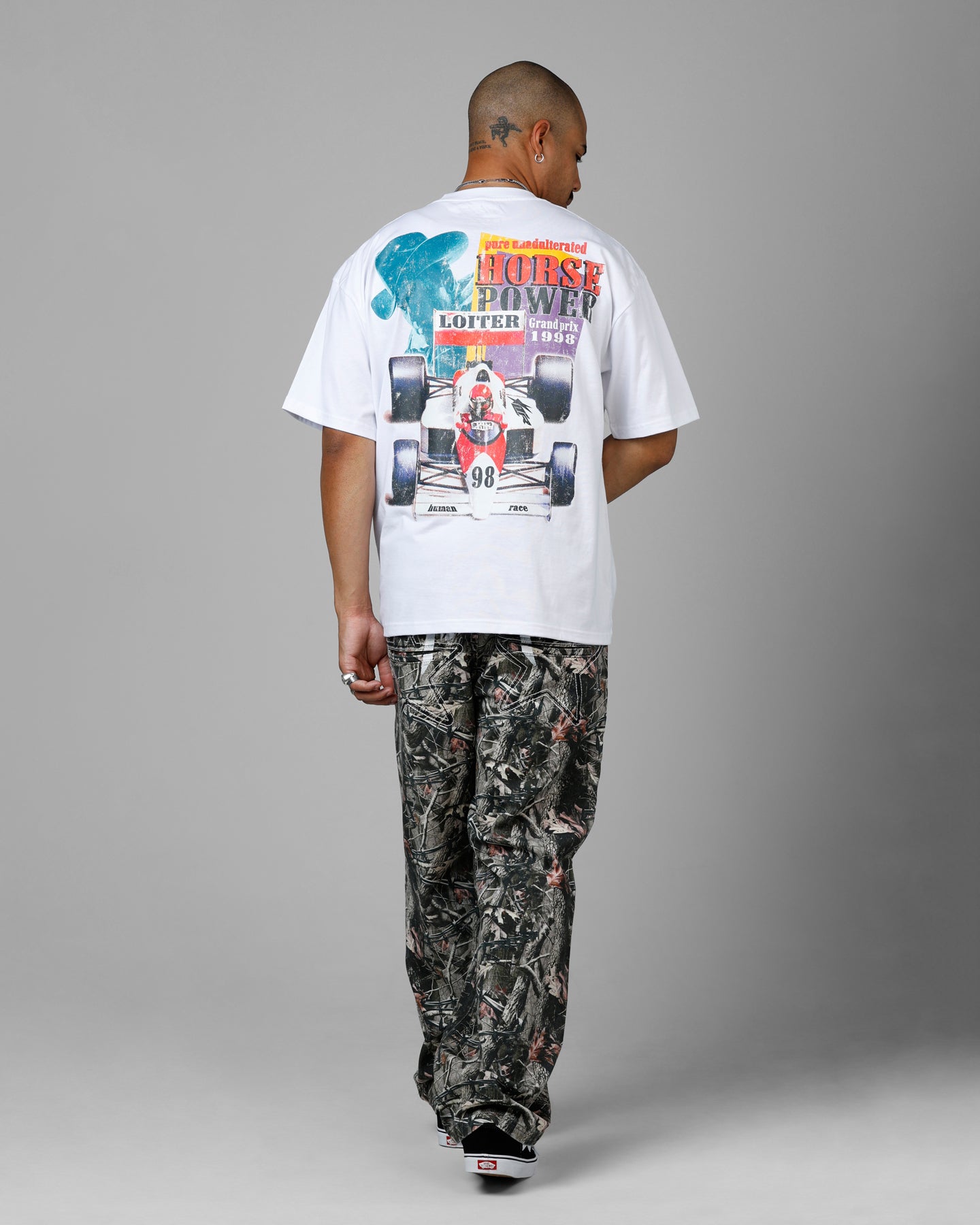 Loiter Horse Power Vintage Drop T-Shirt White、mySite、zt4zffjzw