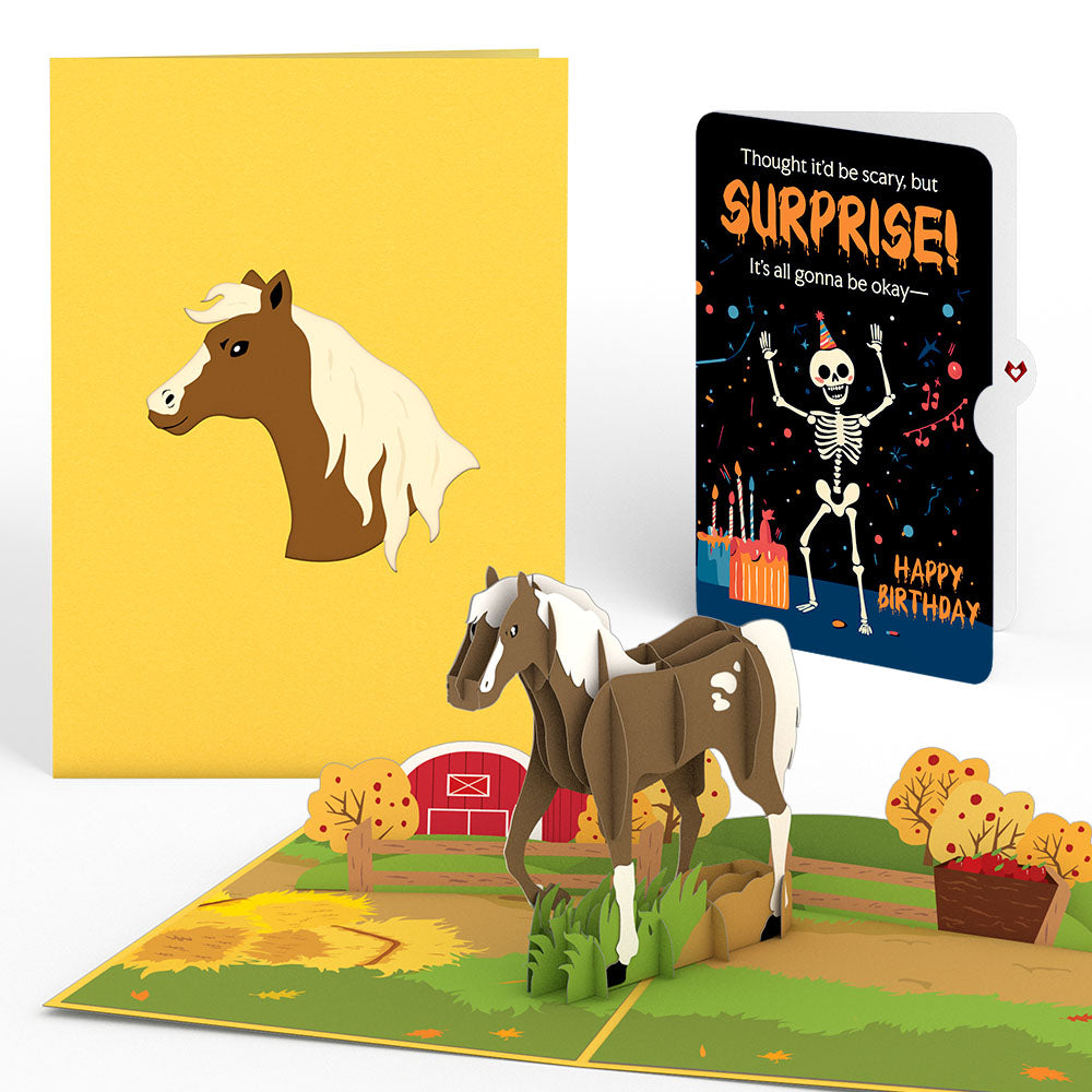 Horse Birthday Pop-Up Card and Surprise Skeleton Sentiment Set、mySite、solidvoid