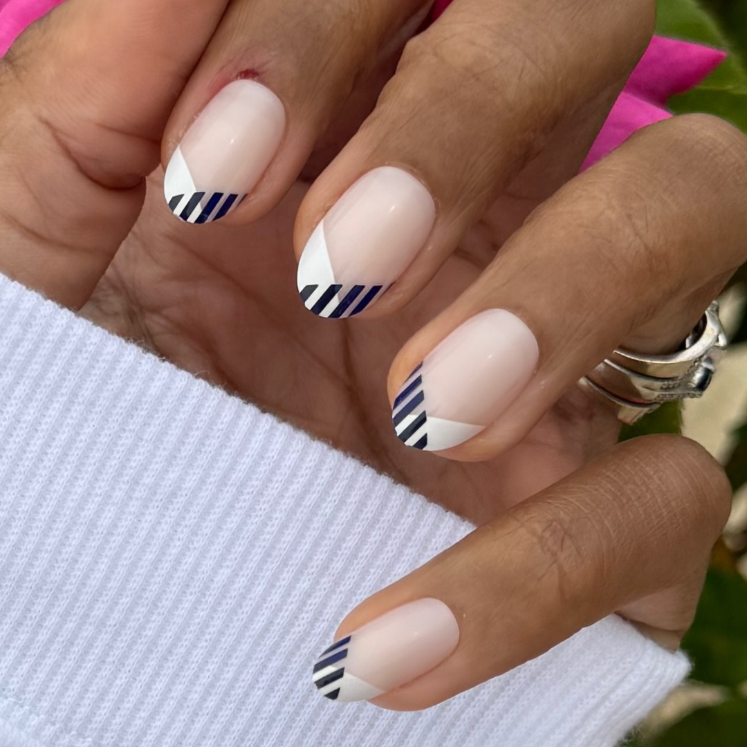 Nautical Split French - Press-On | Medium | Oval、mySite、solidvoid