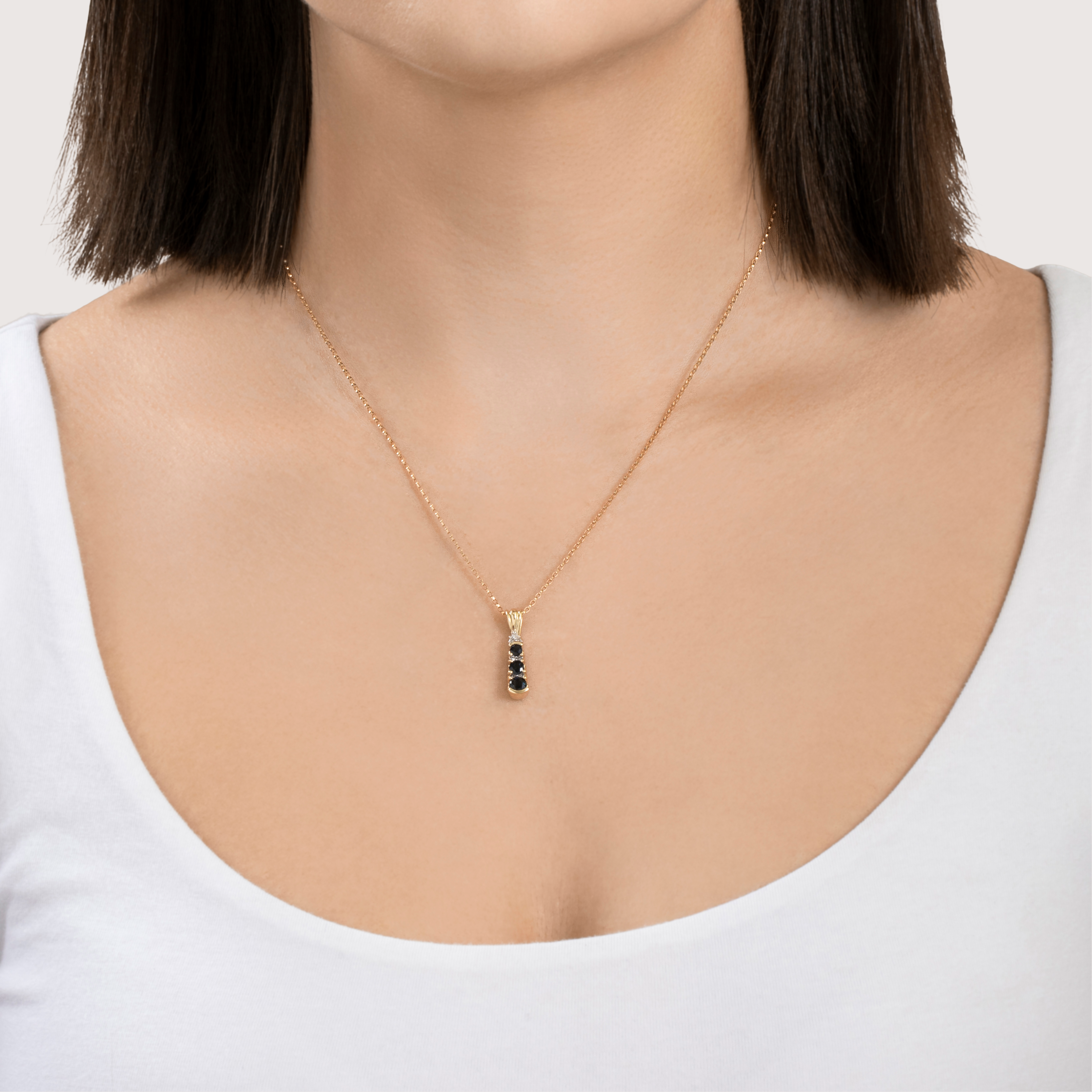 Vintage 10k Yellow Gold Dark Blue Sapphire Diamond Alternating Line Pendant、mySite、hinf8tx79