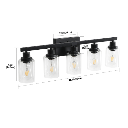 37" Golden 6-Light Vanity Light with Clear Glass Shades, Modern Iron Metal Bathroom Wall Fixture for Mirror, Ideal for Bathroom and Dressing Table (No Bulbs)、、eastwooduniform