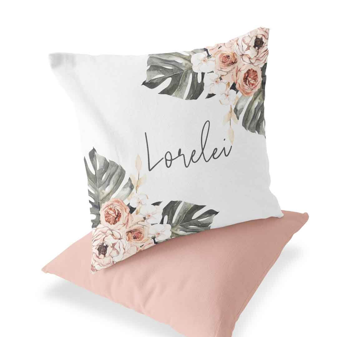 Lorelei's Boho Palm Personalized Name Accent Pillow、mySite、layawaytickets