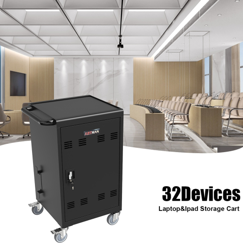 30+2Bay Mobile School Charging Cart Station for Chromebook, Tablet and Laptop Computer with Power Strip Included, Assembly Required-BLACK、、casual